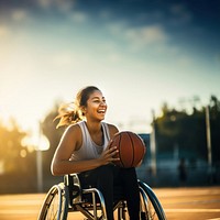 Basketball wheelchair sports happy. 