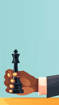 flat illustration of a black businessperson hand holding king chess piece. AI generated Image by rawpixel.