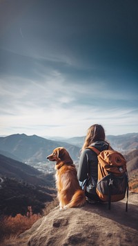 photo of women traveling with dog. 