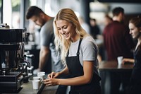 Barista coffee adult woman. 