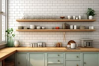 Kitchen interior shelf architecture countertop. 