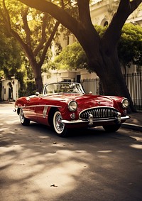 photo of red vintage car isolated on off white background. AI generated Image by rawpixel.