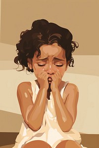 Young baby girl portrait crying adult. 