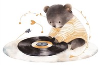 Bear hoodie DJ turntable mammal music. 