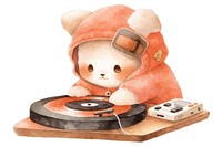 Bear hoodie DJ turntable mammal music. 