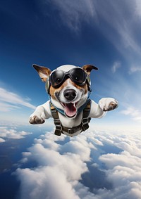 Dog skydiving animal. 