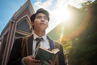 Male student book publication portrait. 