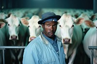 Dairy farmer photography portrait standing.