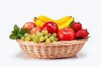 Fruit basket strawberry banana apple. 