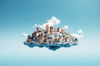 Floating citie architecture landscape cityscape. AI generated Image by rawpixel.