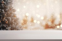 Empty white table top christmas tree snow. AI generated Image by rawpixel.