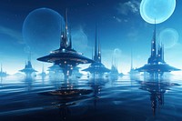 Floating Futuristic Cities futuristic astronomy outdoors. AI generated Image by rawpixel.