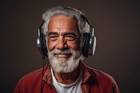 Senior headphones photography portrait. 