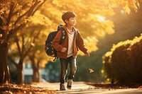 Student outdoors backpack walking. AI generated Image by rawpixel.