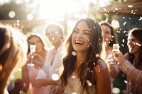 A wedding celebration laughing adult party. AI generated Image by rawpixel.