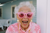 Senior woman in pink clothing image.