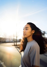 Portrait sunlight adult women. 