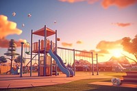 Playground outdoors sunset land. 