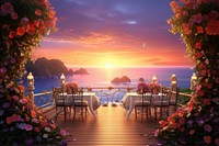 Sunset wedding outdoors nature flower. 