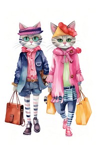 Cat fashionista handbag representation togetherness. 