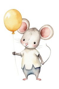 Cute white rat character dancing. 