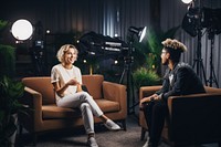 Man interview show tv program influencer. AI generated Image by rawpixel.