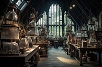 Alchemy workshop architecture building manufacturing. AI generated Image by rawpixel.