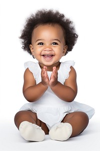 Baby girl sitting smile portrait. AI generated Image by rawpixel.