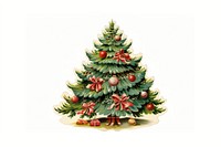 Vintage christmas tree plant white background. 