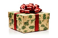 Vintage christmas gift box white background. 