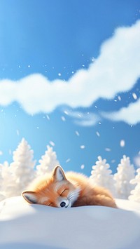 Fox sleeping animal mammal snow. 