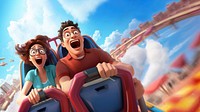 Couple on roller coaster. AI generated Image by rawpixel.