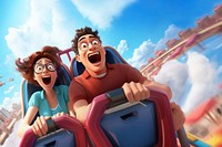 Couple on roller coaster. AI generated Image by rawpixel.