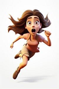 Girl runaway cartoon running determination. 