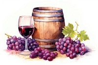 Wine With Grapes grapes glass wine. AI generated Image by rawpixel.