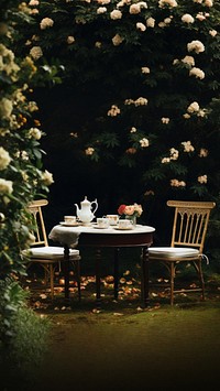 Photo of aftenoon tea in the garden. 