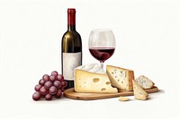 Wine cheese bottle glass. AI generated Image by rawpixel.