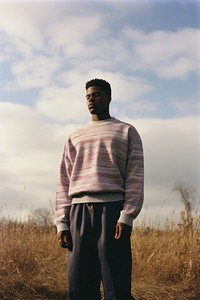 Streetwear fashion standing adult portrait. 