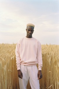 Streetwear fashion portrait standing nature. 