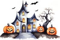 Haunted house halloween pumpkin cartoon. AI generated Image by rawpixel.