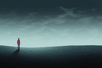 illustration of sad person standing alone. 