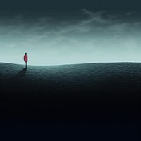 illustration of sad person standing alone. 