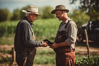 Farmer adult togetherness agriculture. 