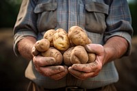 Farmer holds freshly picked potatoes vegetable plant food. AI generated Image by rawpixel.