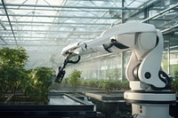 Agriculture robotic arm agriculture technology greenhouse. AI generated Image by rawpixel.