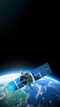 Photo of a satellite in orbit. 