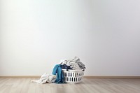 Laundry basket floor copy space. 