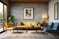 Mid century modern living room architecture furniture building. 