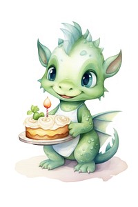 Dragon cute character cake celebration dessert. 