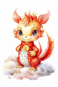 Red dragon Chinese animal cute baby. 